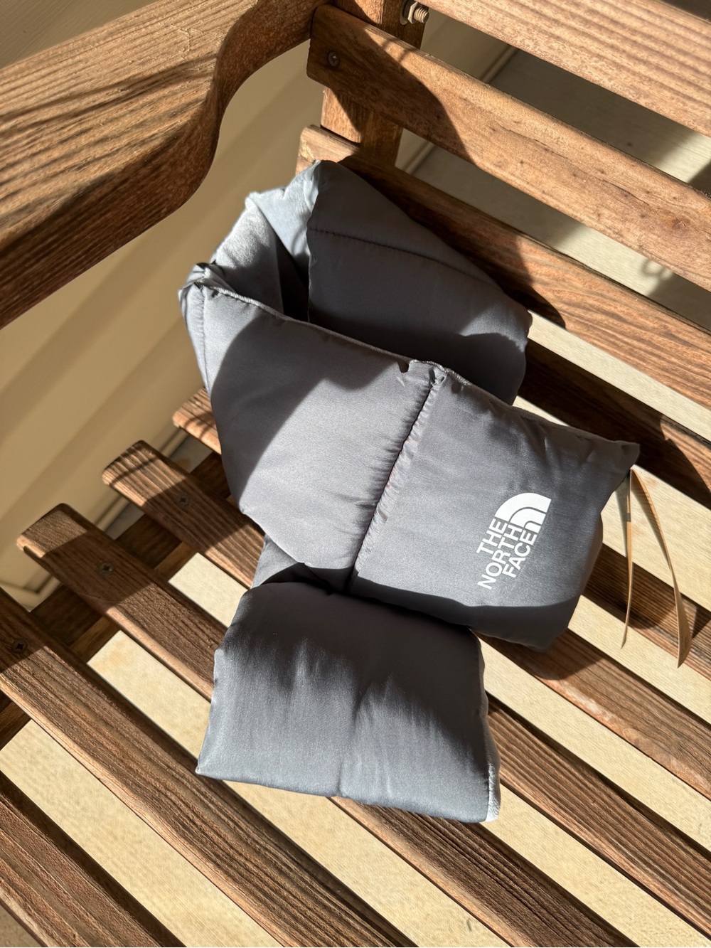 The North Face Gray Quilted Puffer Scarf